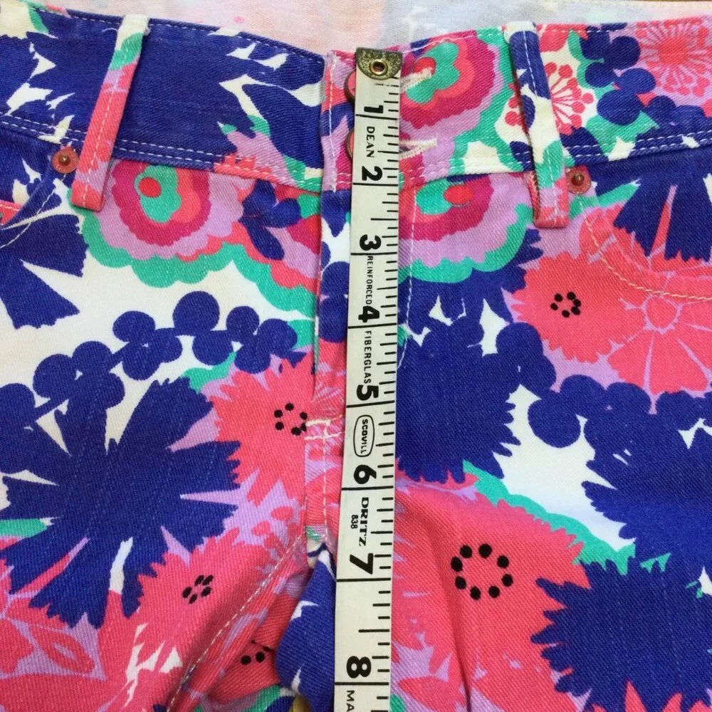Lilly Pulitzer Worth Skinny Mini Floral Print Jeans Size 00 Multicolor Preppy